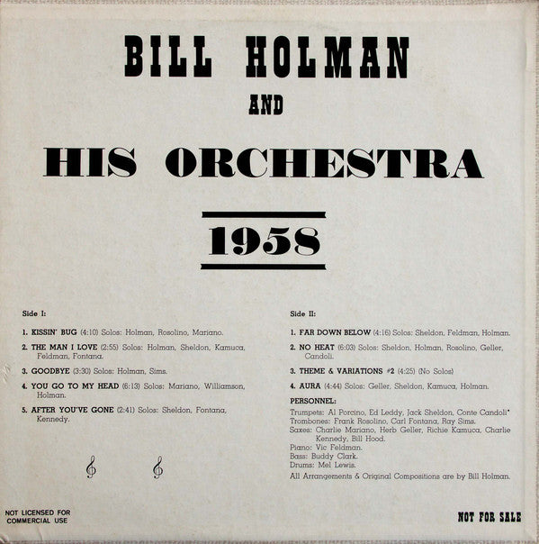 Bill Holman And His Orchestra : 1958 (LP, Album, Promo)