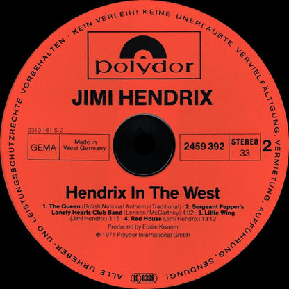 Jimi Hendrix : Hendrix In The West (LP, Album, RE)