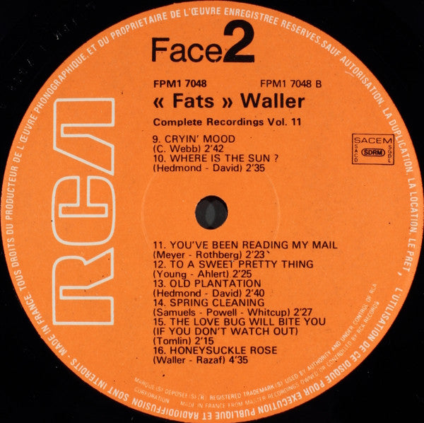 Fats Waller & His Rhythm : (1936-37) Volume 11 (LP, Comp)