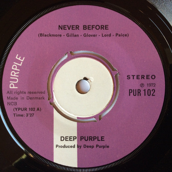 Deep Purple : Never Before / When A Blind Man Cries (7", Single)