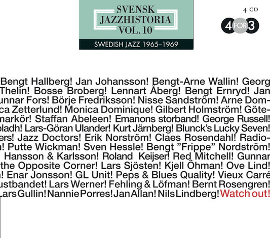 Various : Svensk Jazzhistoria Vol. 10 - Swedish Jazz 1965 - 1969 - Watch Out!  (4xCD, Comp)