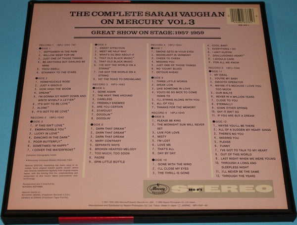 Sarah Vaughan : The Complete Sarah Vaughan on Mercury Vol. 3 - Great Show on Stage 1957-1959 (6xLP, Comp)