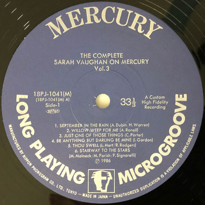 Sarah Vaughan : The Complete Sarah Vaughan on Mercury Vol. 3 - Great Show on Stage 1957-1959 (6xLP, Comp)