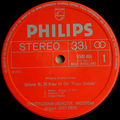 Wolfgang Amadeus Mozart, Concertgebouworkest, Josef Krips : Symphony No. 38, "Prague" / Symphony No.31, "Paris” (LP)