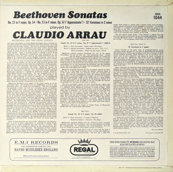 Ludwig van Beethoven – Claudio Arrau : Beethoven Sonatas (LP, RE)