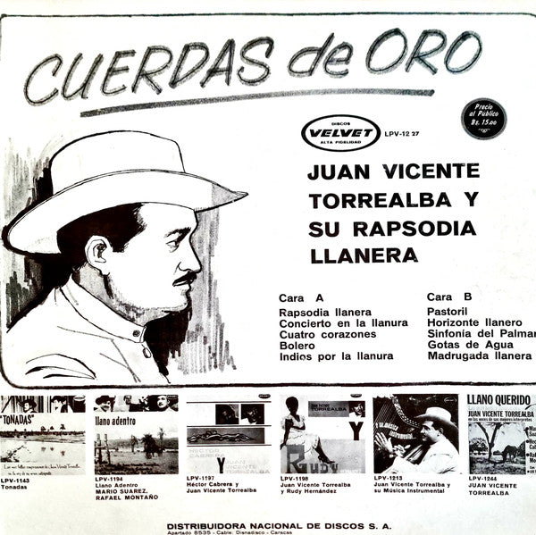 Juan Vicente Torrealba Y Su Rapsodia Llanera : Cuerdas De Oro (LP, Album)