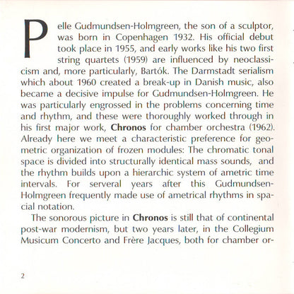Pelle Gudmundsen-Holmgreen, Karl Aage Rasmussen, Danmarks Radios Symfoniorkester, Leif Segerstam : Symphony - Antiphony / Symphony In Time (CD, Album)