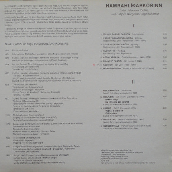 Hamrahlid Choir : Öld Hraðans (LP, Album)