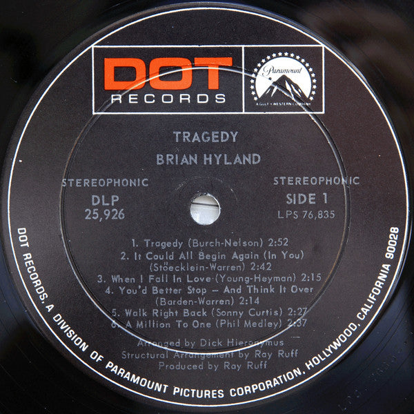 Brian Hyland : Tragedy - A Million To One (LP, Album, Ind)