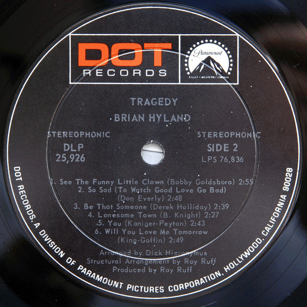 Brian Hyland : Tragedy - A Million To One (LP, Album, Ind)