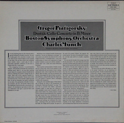 Antonín Dvořák : Gregor Piatigorsky, Charles Munch, Boston Symphony Orchestra : Dvořák: Cello Concerto In B Minor (LP)