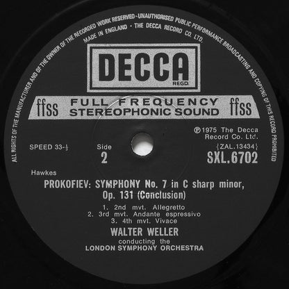 Sergei Prokofiev, London Symphony Orchestra, Walter Weller : Symphonies Nos. 1 & 7 (LP, Fir)