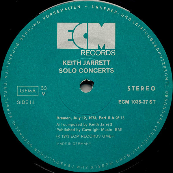 Keith Jarrett : Solo Concerts: Bremen / Lausanne (3xLP, Album + Box)