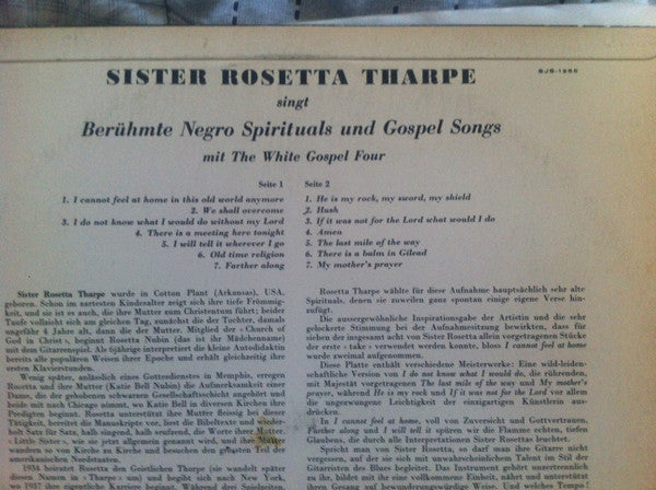 Sister Rosetta Tharpe With The White Gospel Four : Famous Negro Spirituals And Gospel Songs (LP, Album)