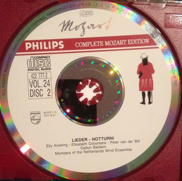 Wolfgang Amadeus Mozart - Elly Ameling, Elisabeth Cooymans, Peter van der Bilt, Dalton Baldwin, Benny Ludemann, Nederlands Blazers Ensemble : Lieder • Notturni (2xCD, Comp, RM + Box, Sli)