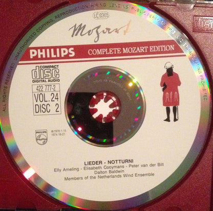 Wolfgang Amadeus Mozart - Elly Ameling, Elisabeth Cooymans, Peter van der Bilt, Dalton Baldwin, Benny Ludemann, Nederlands Blazers Ensemble : Lieder • Notturni (2xCD, Comp, RM + Box, Sli)