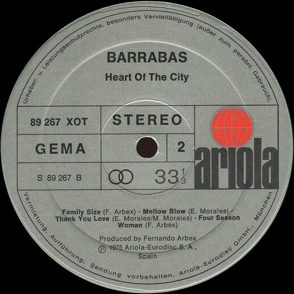 Barrabas : Heart Of The City (LP, Album)