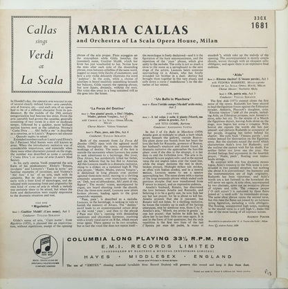 Maria Callas Sings Giuseppe Verdi : Callas Sings Verdi At La Scala (LP, Comp, Mono)