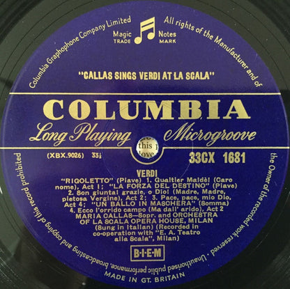 Maria Callas Sings Giuseppe Verdi : Callas Sings Verdi At La Scala (LP, Comp, Mono)