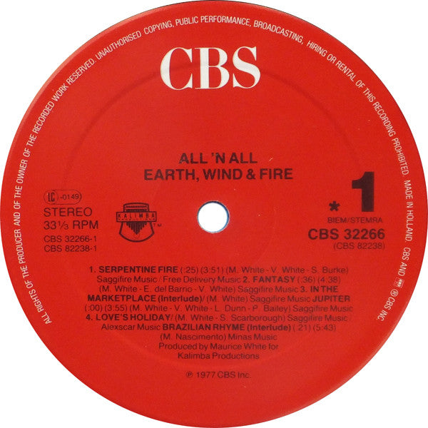 Earth, Wind & Fire : All 'N All (LP, Album, RE)