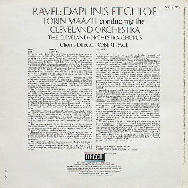 Maurice Ravel, The Cleveland Orchestra, Lorin Maazel : Daphnis Et Chloé (Complete Ballet) (LP)