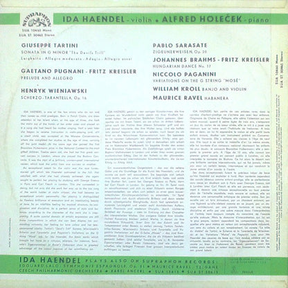 Giuseppe Tartini, Gaetano Pugnani, Henryk Wieniawski, Pablo de Sarasate, Johannes Brahms, Niccolò Paganini, Maurice Ravel, William Kroll - Ida Haendel : Famous Violin Compositions (LP, Album, Mono)