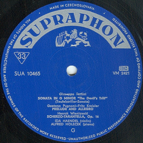 Giuseppe Tartini, Gaetano Pugnani, Henryk Wieniawski, Pablo de Sarasate, Johannes Brahms, Niccolò Paganini, Maurice Ravel, William Kroll - Ida Haendel : Famous Violin Compositions (LP, Album, Mono)