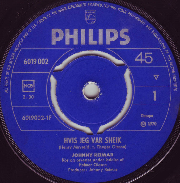 Johnny Reimar : Hvis Jeg Var Sheik / Når Jeg Går Tur Med Dig I By'n (7", Single, Mono)