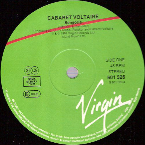 Cabaret Voltaire : Sensoria (12")