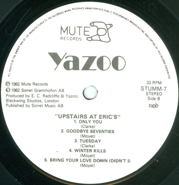 Yazoo : Upstairs At Eric's (LP, Album)