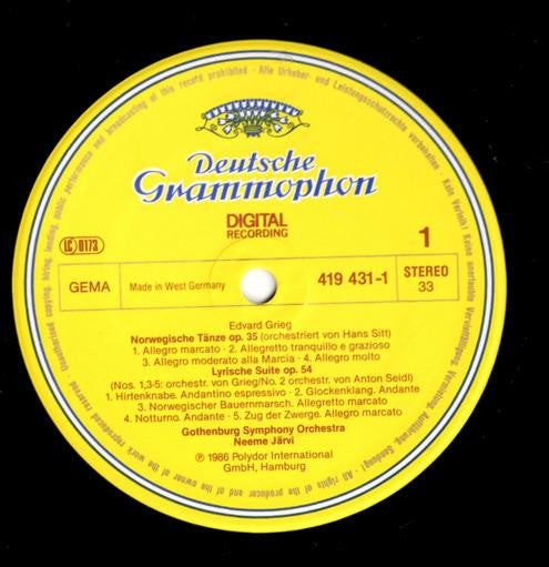 Edvard Grieg - Göteborgs Symfoniker • Neeme Järvi : Symphonic Dances Op. 64 • Norwegian Dances Op. 35 • Lyric Suite Op. 54 (LP)