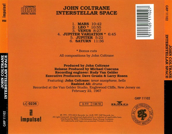 John Coltrane : Interstellar Space (CD, Album, RE)