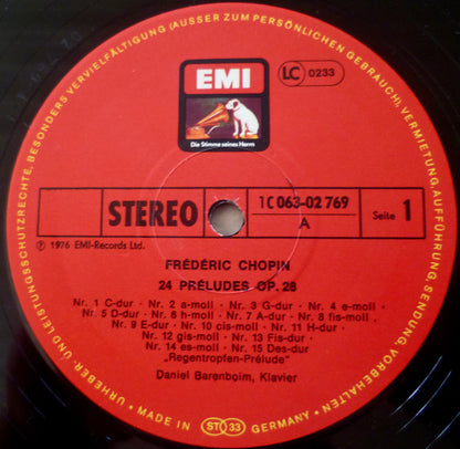 Frédéric Chopin, Daniel Barenboim : 24 Préludes Op. 28 (LP)