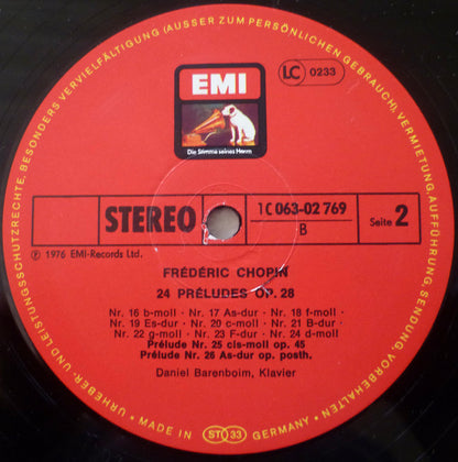 Frédéric Chopin, Daniel Barenboim : 24 Préludes Op. 28 (LP)