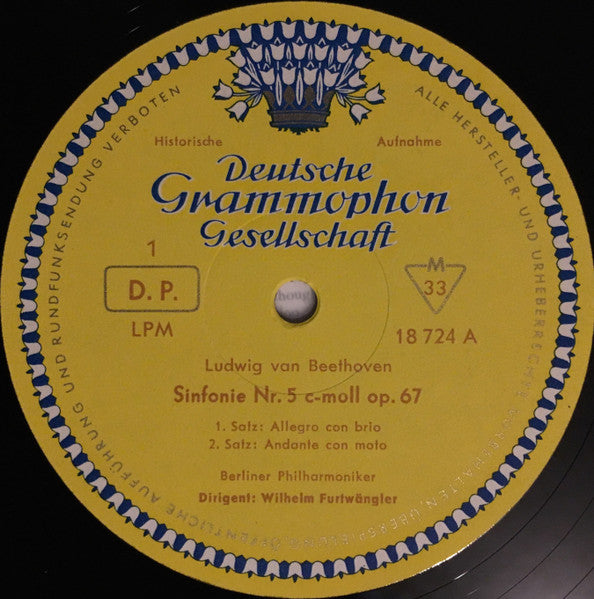Ludwig van Beethoven / Berliner Philharmoniker, Wilhelm Furtwängler : Sinfonie Nr. 5 C-moll · Egmont-Ouvertüre  (LP, Mono)