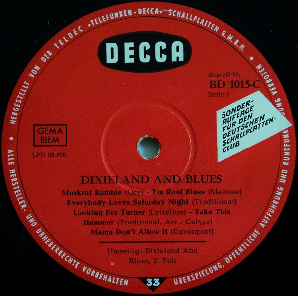 Various : Dixieland And Blues (LP, Mono, Club, RE)