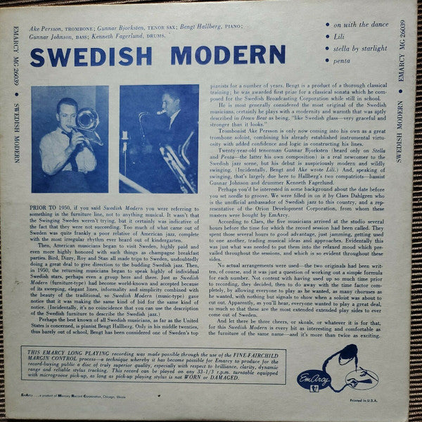 Åke Persson, Gunnar Björksten, Bengt Hallberg, Gunnar Johnson, Kenneth Fagerlund : Swedish Modern (10", Comp)