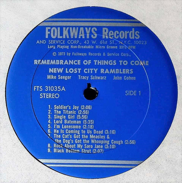 The New Lost City Ramblers : Remembrance Of Things To Come (LP, Album, RE)