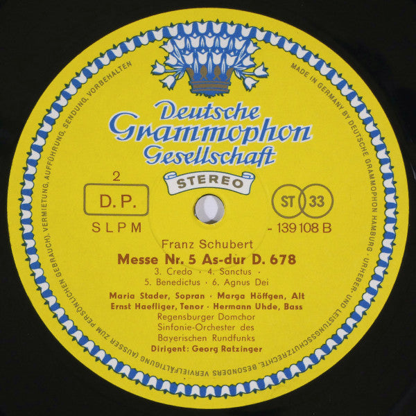 Franz Schubert, Maria Stader ∙ Marga Höffgen ∙ Ernst Haefliger ∙ Hermann Uhde, Regensburger Domchor : Messe As-dur (LP, RE, Tul)
