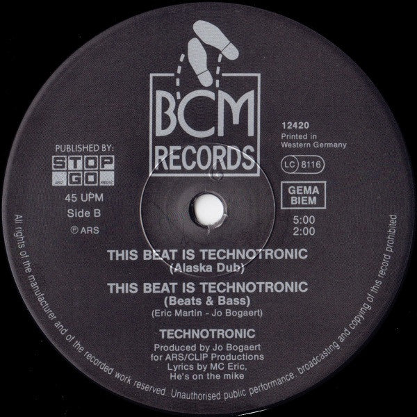 Technotronic Feat. MC Eric : This Beat Is Technotronic (12", Maxi)