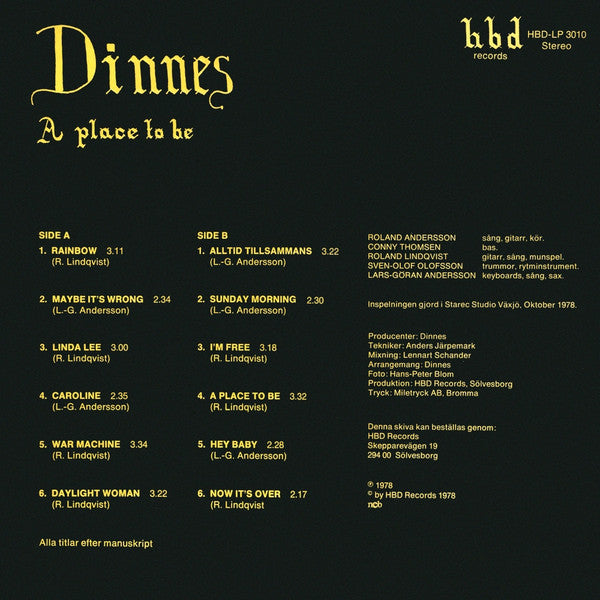 Dinnes : A Place To Be (LP)