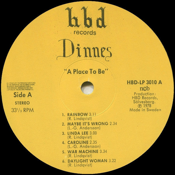 Dinnes : A Place To Be (LP)