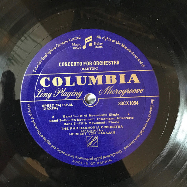 Béla Bartók, Herbert von Karajan, Philharmonia Orchestra : Concerto For Orchestra (LP, Album, Mono)