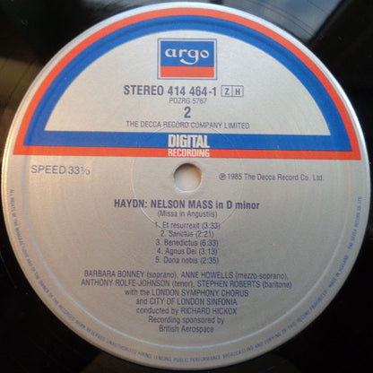 Joseph Haydn - Barbara Bonney • Anne Howells • Anthony Rolfe Johnson • Stephen Roberts (2) • London Symphony Chorus • City Of London Sinfonia • Richard Hickox : Nelson Mass / Nelson-Messe (LP, Album, Dig)