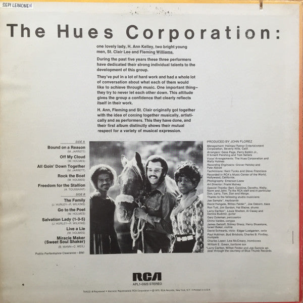 The Hues Corporation : Freedom For The Stallion (LP, Album, Ind)