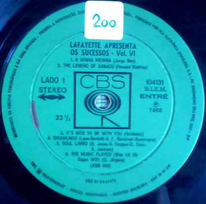 Lafayette (5) : Lafayette Apresenta Os Sucessos Vol. VI (LP, Album, RE)