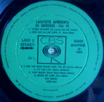 Lafayette (5) : Lafayette Apresenta Os Sucessos Vol. VI (LP, Album, RE)
