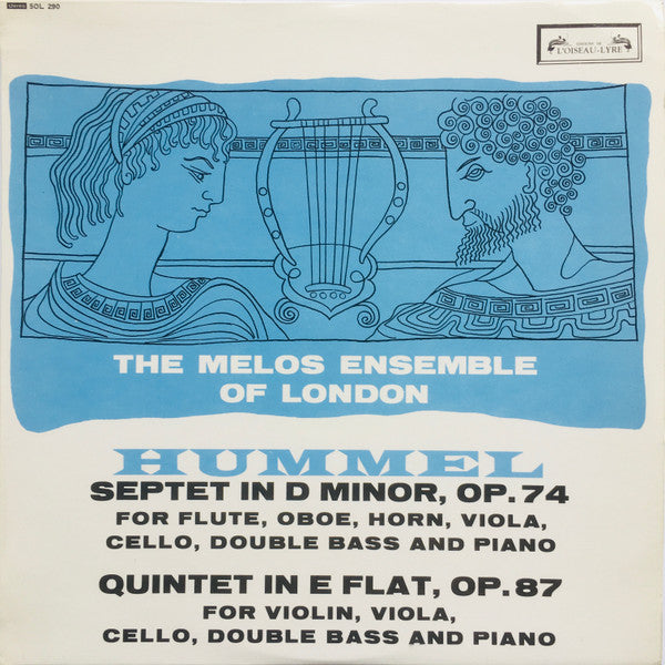 Johann Nepomuk Hummel, Melos Ensemble Of London : Septet In D Minor, Op. 74 / Quintet In E Flat, Op. 87 (LP)