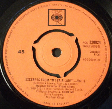 Rex Harrison, Julie Andrews With Stanley Holloway Book And Lyrics By Alan Jay Lerner Music By Frederick Loewe : Excerpts From "My Fair Lady" - Volume 3 (7", EP)