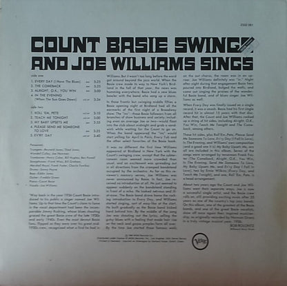Count Basie / Joe Williams : Count Basie Swings--Joe Williams Sings (LP, Album, RE)